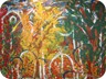 albero giallo -2003-acrilico su coperta lana antica (220x218 cm)
