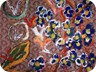 fiori blu -2003 -acrilico su coperta seta (180x135 cm)