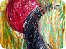 il sole rosso e la luna -2009- olio e tecnica mista su carta (70x100)