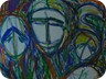 la croce sul volto- 2000- olio e tecnica mista su tela (cm 98X98)