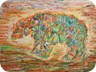 l’orso-1999- olio e tecnica mista su carta da paratii in seta (cm 90x135)